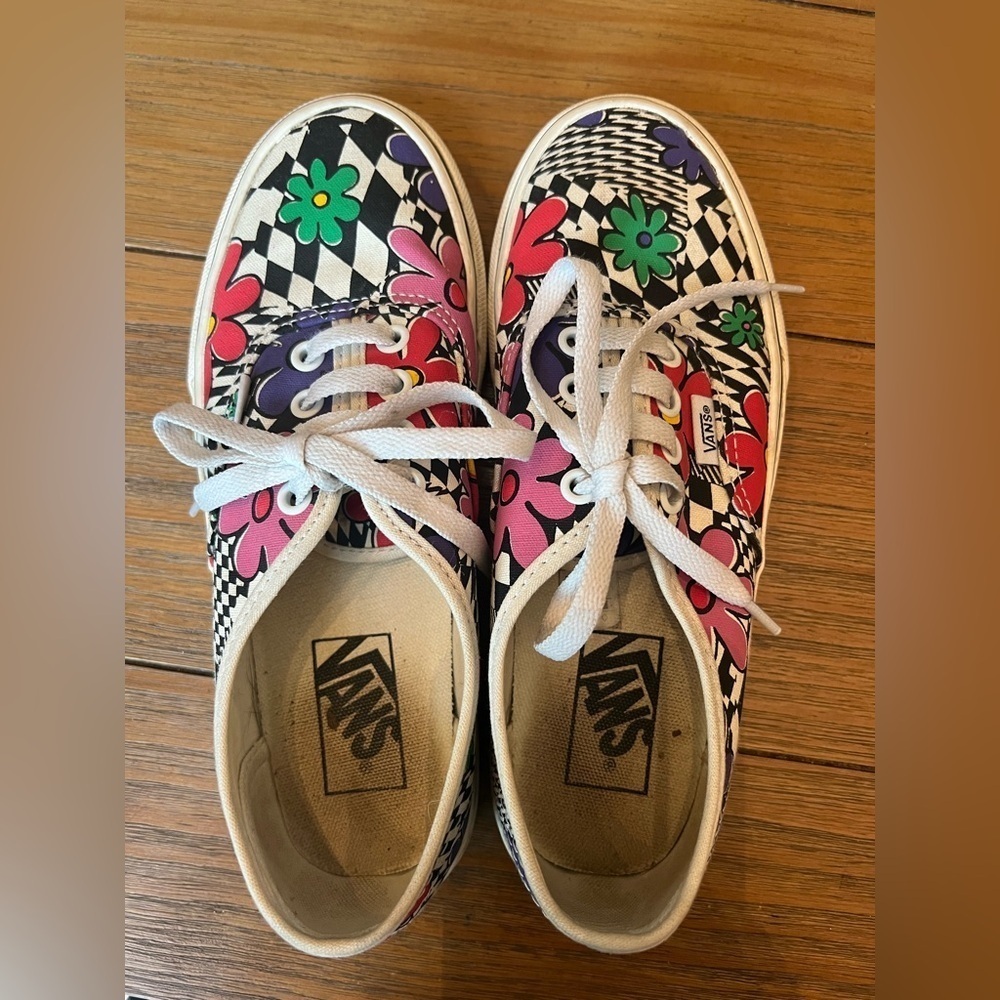 Vans Off The Wall Floral Checkerboard Lace Up Unisex Shoes Size 6.5